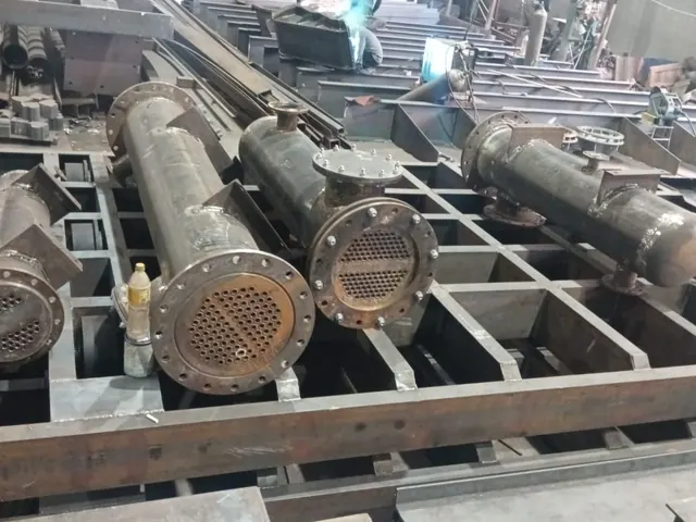 Heat exchanger shells on a fabricated base frame, Techno Power Engineers, Pune